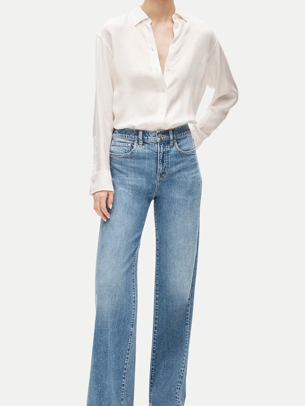 J. Crew Washed Blue Wide-Leg High-Rise Jeans